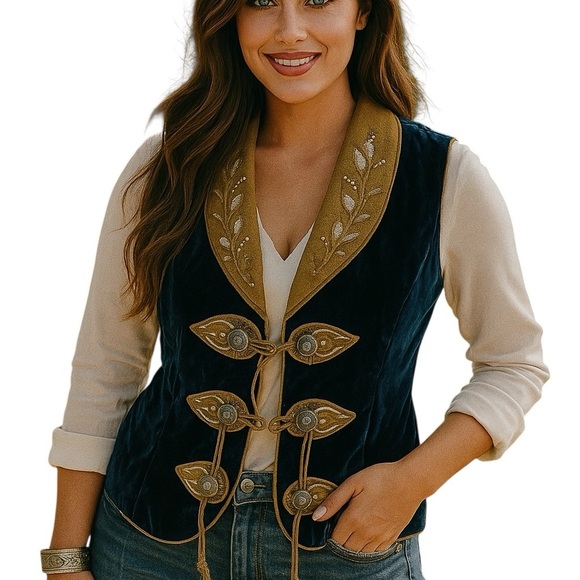 Double D Ranch Jackets & Blazers - Double D Ranch beaded heavily embellished cobalt blue tasseled vest